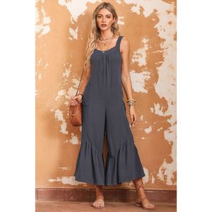 Azura Exchange  Gray Wide Leg Ruffle Jumpsuit